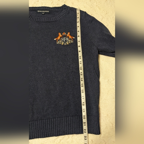 Kiel James Patrick Navy Blue Fox Crest Monogrammed Embroidered Sweater sz M - Picture 7 of 8
